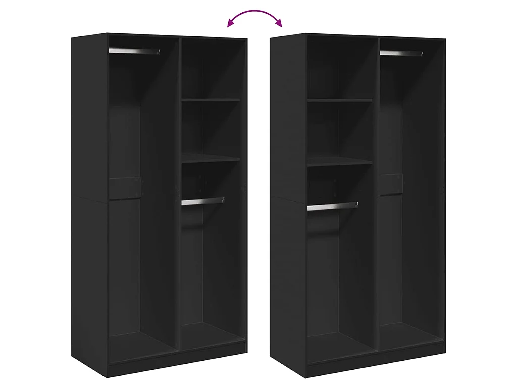 Roupeiro 100x50x200 cm contraplacado preto