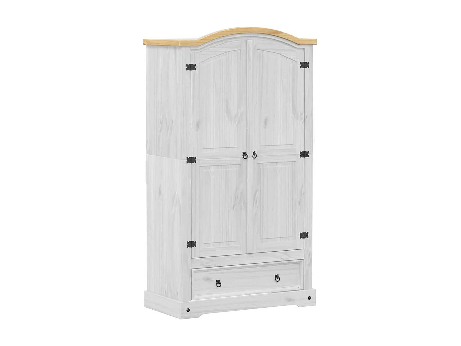 Armadio Corona Bianco 102x52x186 cm in Legno Massello di Pino