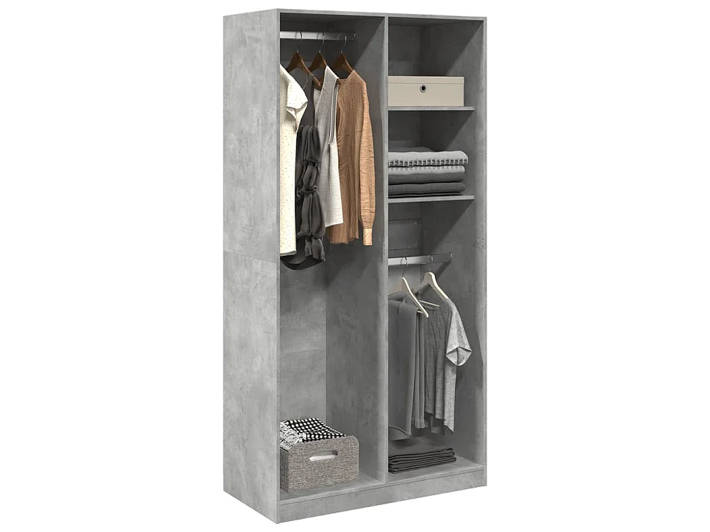 Armadio Grigio Cemento 100x50x200 cm in Legno Multistrato