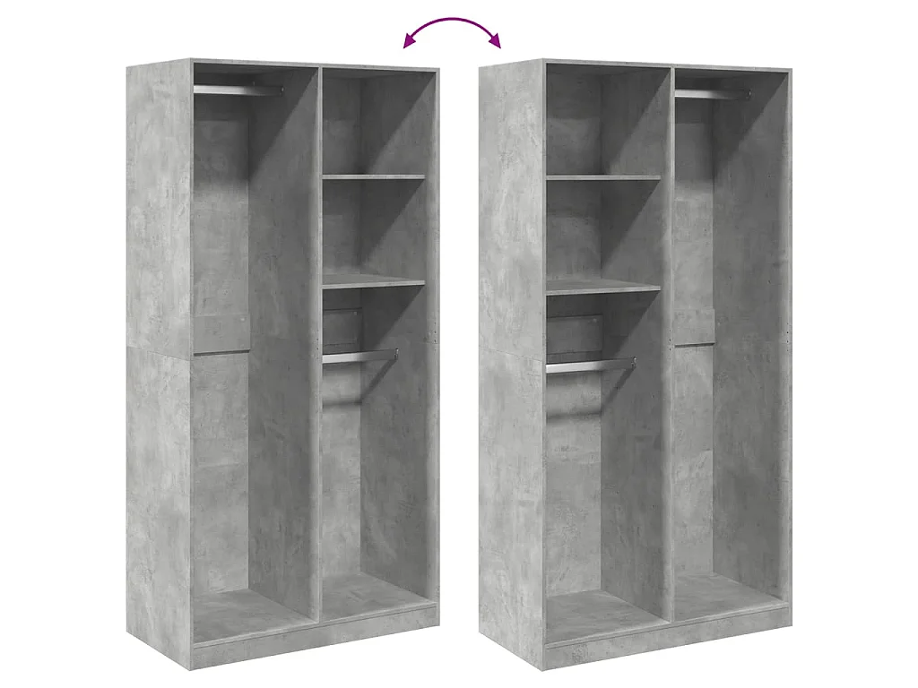 Armadio Grigio Cemento 100x50x200 cm in Legno Multistrato