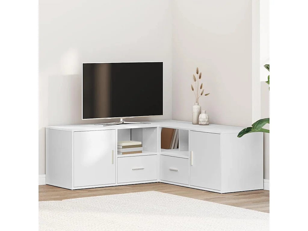 Hoekkast 200x40x45 cm bewerkt hout wit