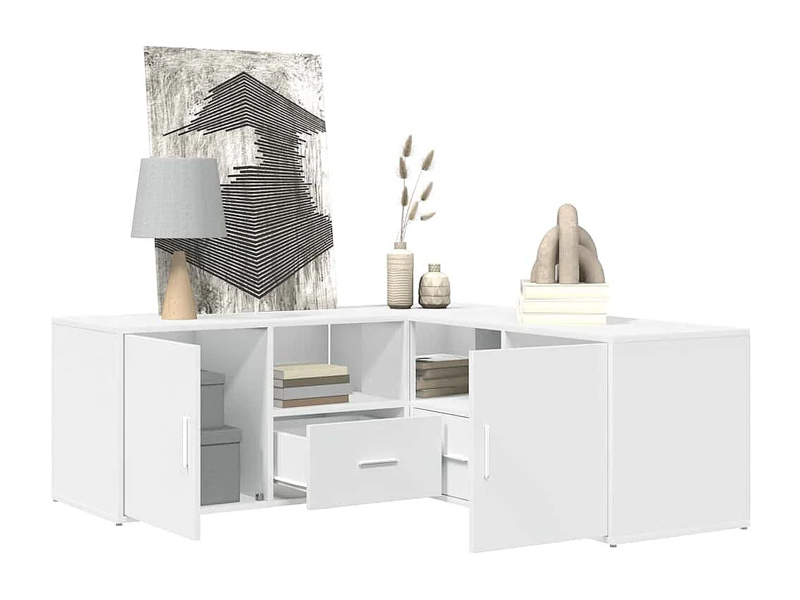 Hoekkast 200x40x45 cm bewerkt hout wit