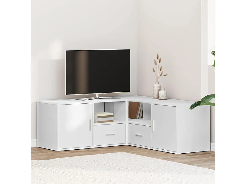 Hoekkast 200x40x45 cm bewerkt hout wit