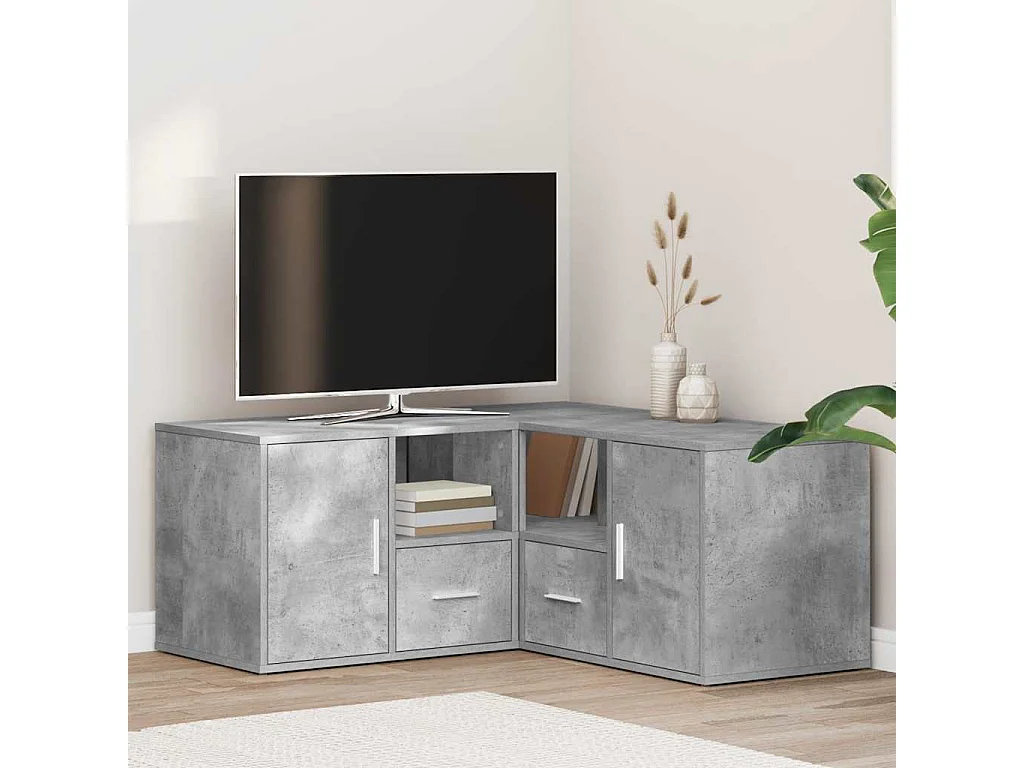 Mobile Angolare Grigio Cemento 160x40x45 cm in Truciolato