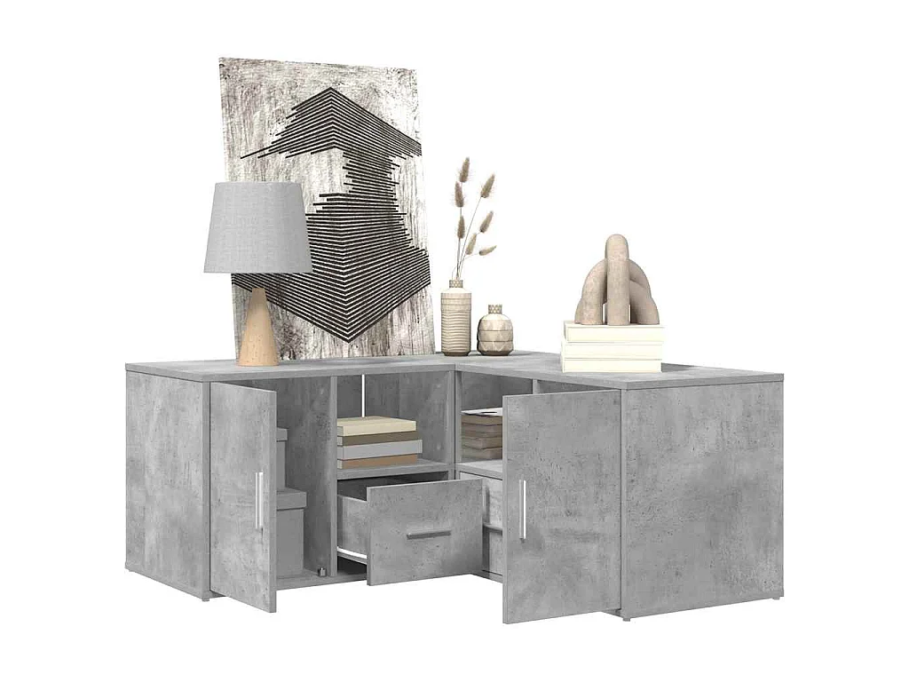 Hoekkast 160x40x45 cm bewerkt hout betongrijs