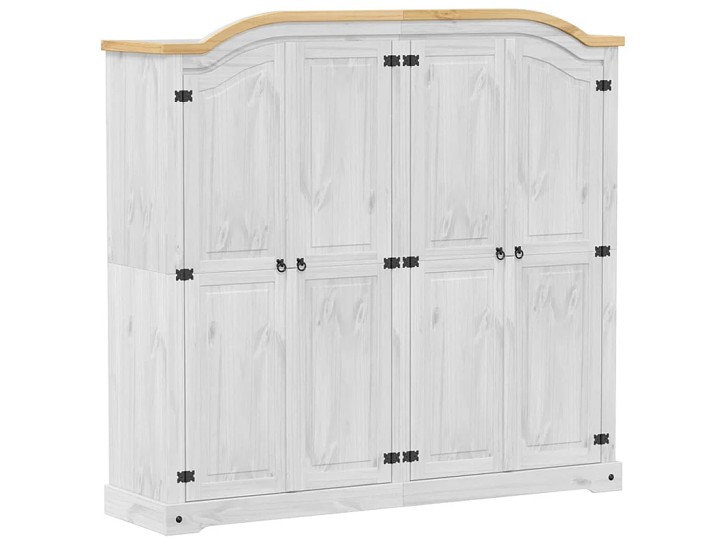 Armadio Corona Bianco 194x52x186 cm in Legno Massello di Pino