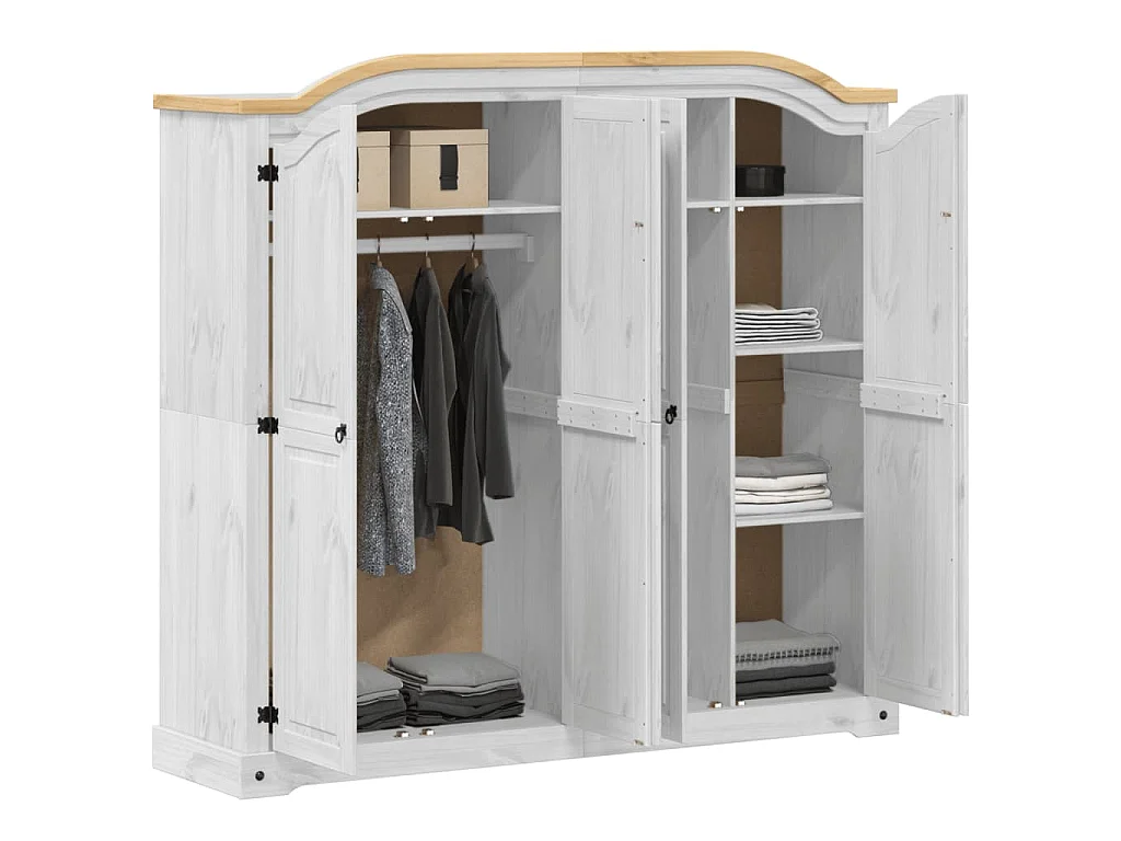 Garde-robe Corona blanc 194x52x186 cm bois de pin massif