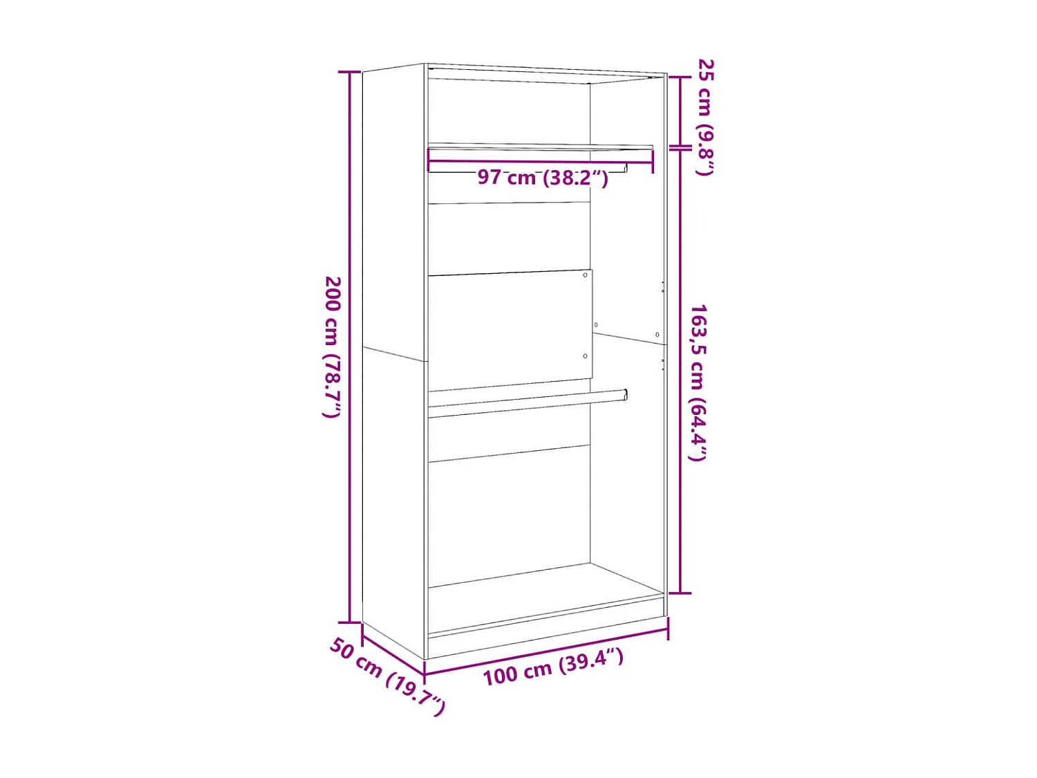 Armario de madera contrachapada gris Sonoma 100x50x200 cm