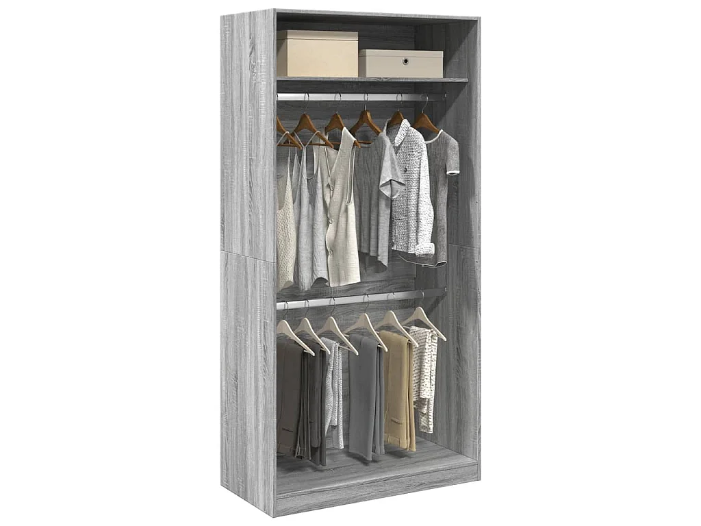 Kleiderschrank Grau Sonoma 100x50x200 cm Holzwerkstoff