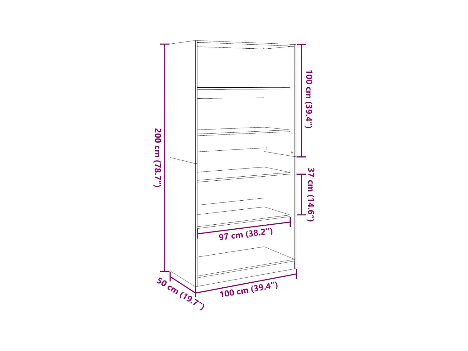 Kledingkast 100x50x200 cm bewerkt hout bruin eikenkleur