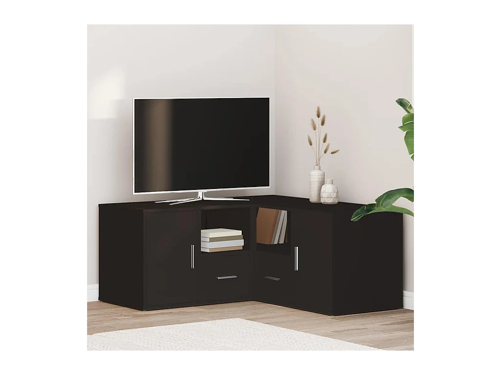 Armoire d'angle noir 160x40x45 cm bois d’ingénierie