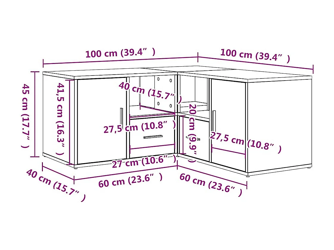 Armoire d'angle noir 160x40x45 cm bois d’ingénierie