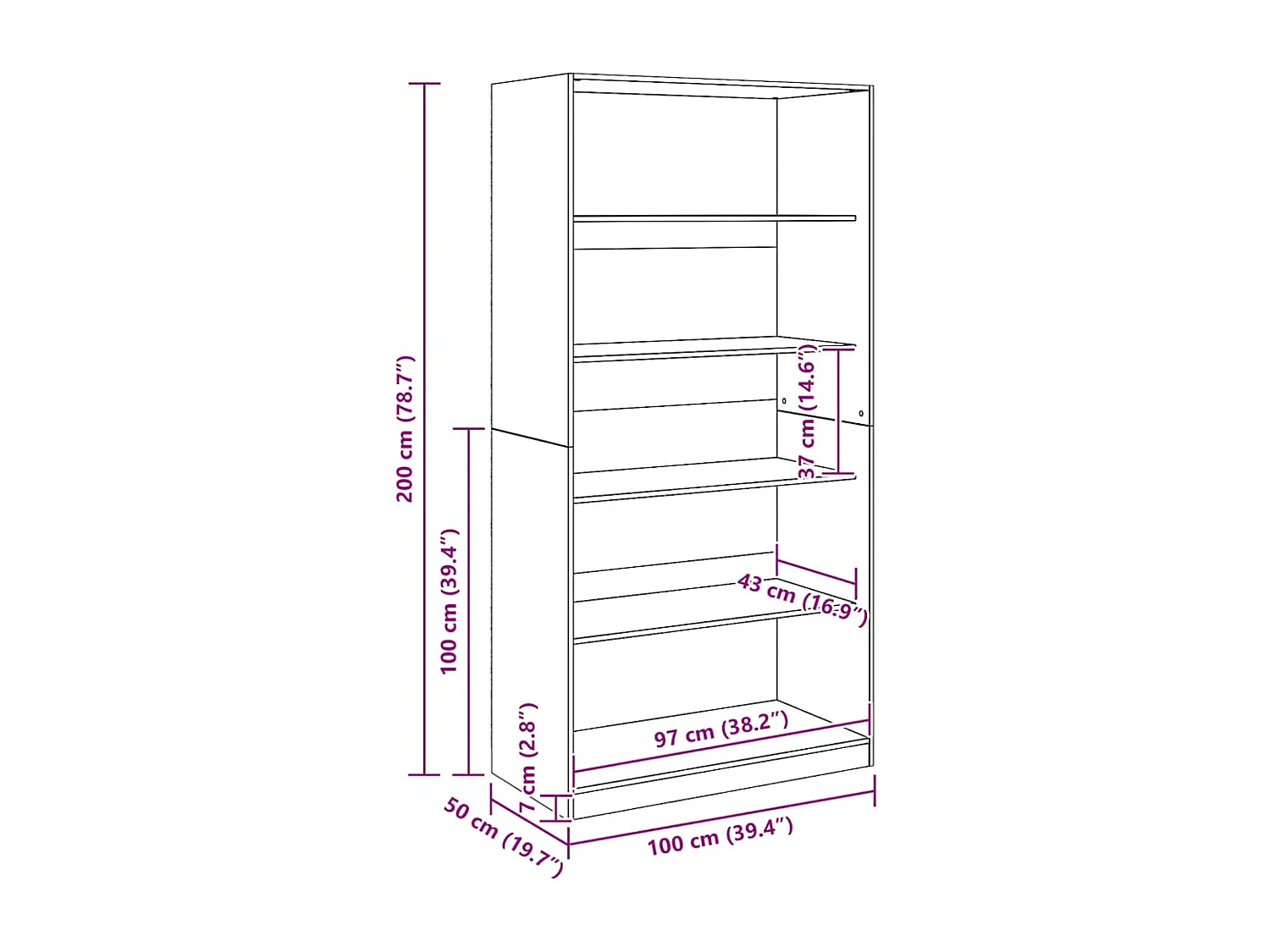 Kleiderschrank Artisan-Eiche 100x50x200 cm Holzwerkstoff