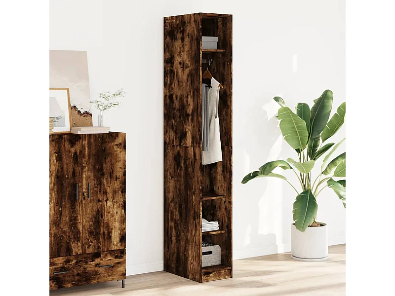 Kledingkast 30x50x200 cm bewerkt hout gerookt eikenkleurig