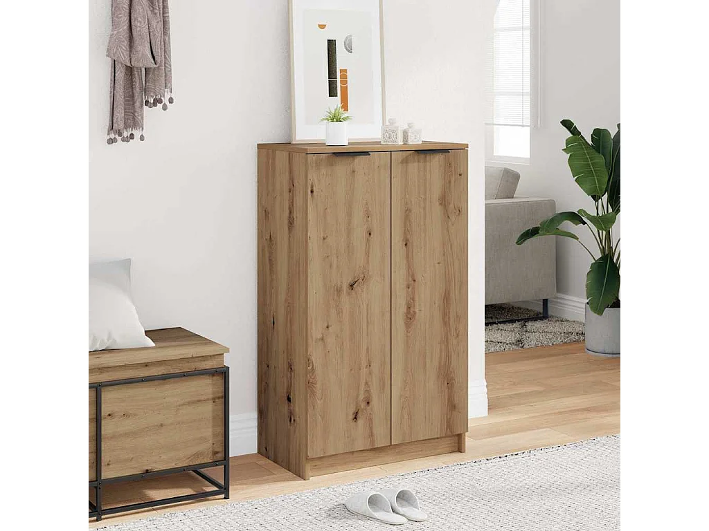 Schoenenkast 59x35x100,5 cm bewerkt hout artisanaal eikenkleur