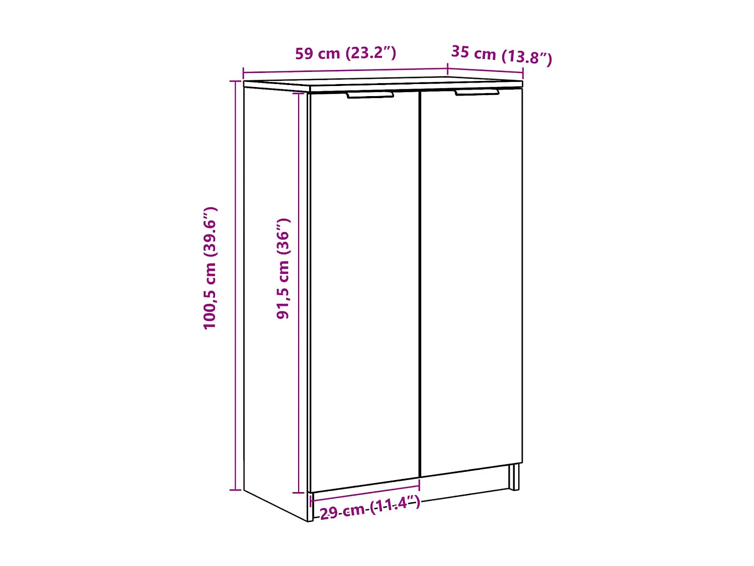 Schoenenkast 59x35x100,5 cm bewerkt hout artisanaal eikenkleur