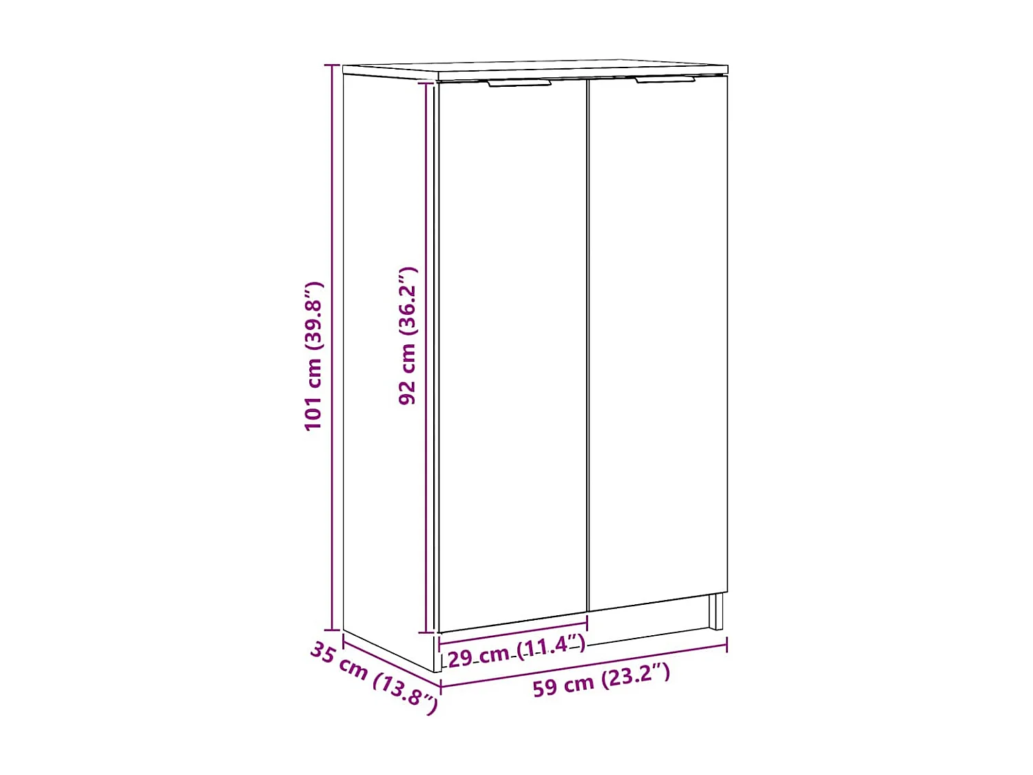 Schoenenkast 59x35x100,5 cm bewerkt hout artisanaal eikenkleur