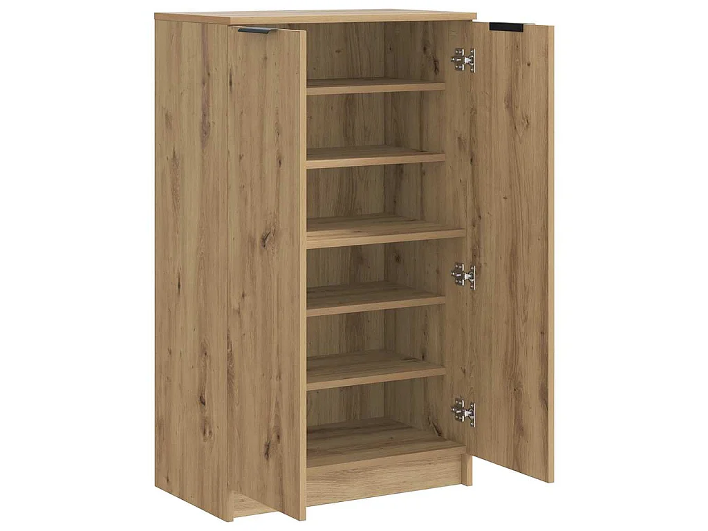 Schoenenkast 59x35x100,5 cm bewerkt hout artisanaal eikenkleur