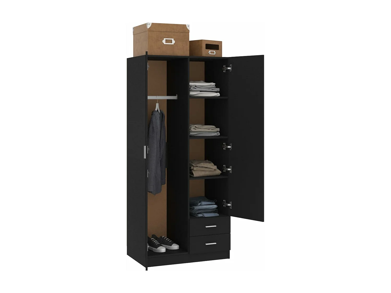 Armario de madera contrachapada negro 80x52x180 cm