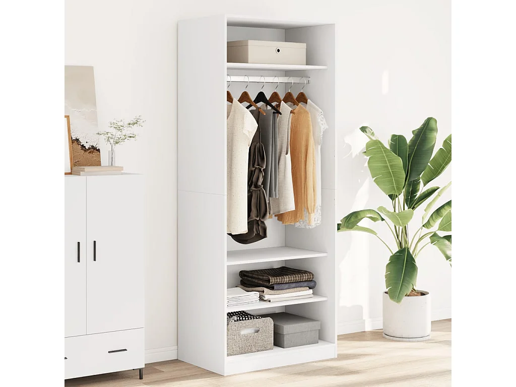 Kleiderschrank Weiß 80x50x200 cm Holzwerkstoff