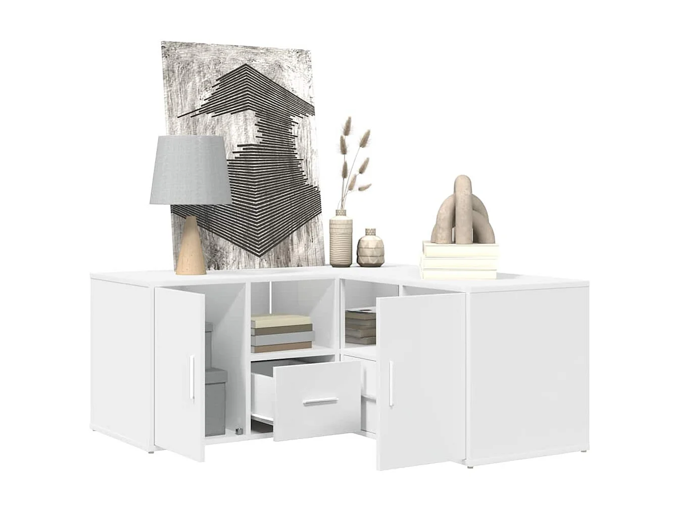 Hoekkast 160x40x45 cm bewerkt hout wit