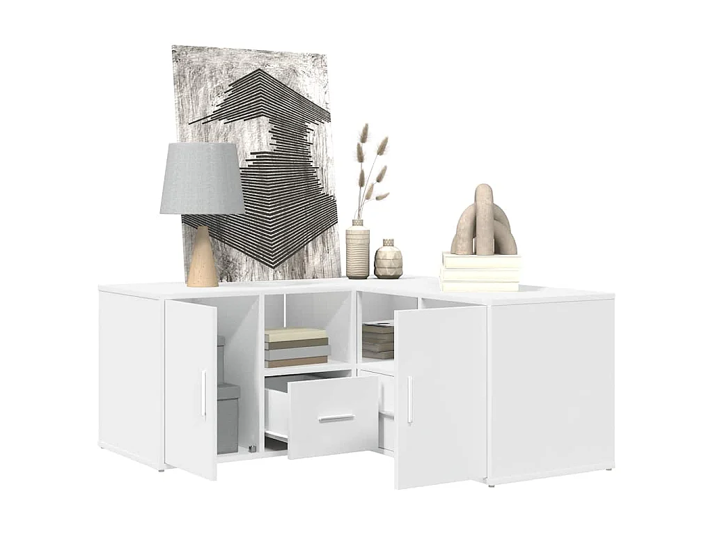 Hoekkast 160x40x45 cm bewerkt hout wit