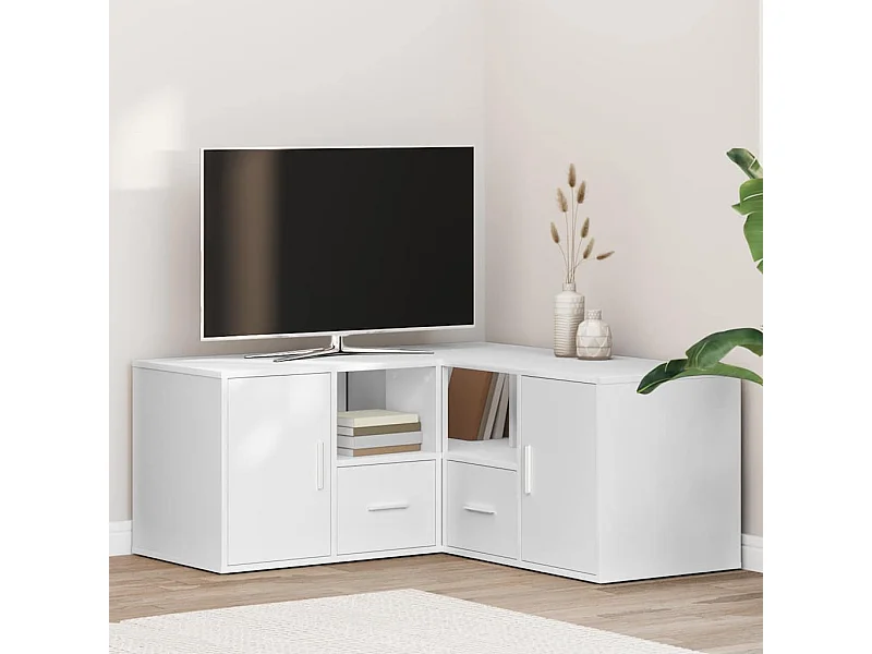 Hoekkast 160x40x45 cm bewerkt hout wit