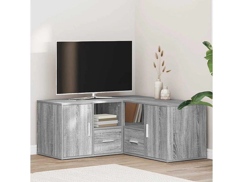 Hoekkast 160x40x45 cm bewerkt hout grijs sonoma eikenkleurig