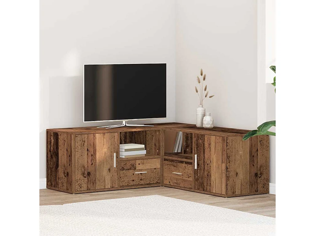 Mobile Angolare Legno Antico 200x40x45 cm in Truciolato