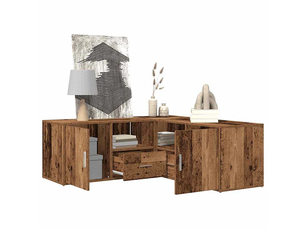 Mobile Angolare Legno Antico 200x40x45 cm in Truciolato