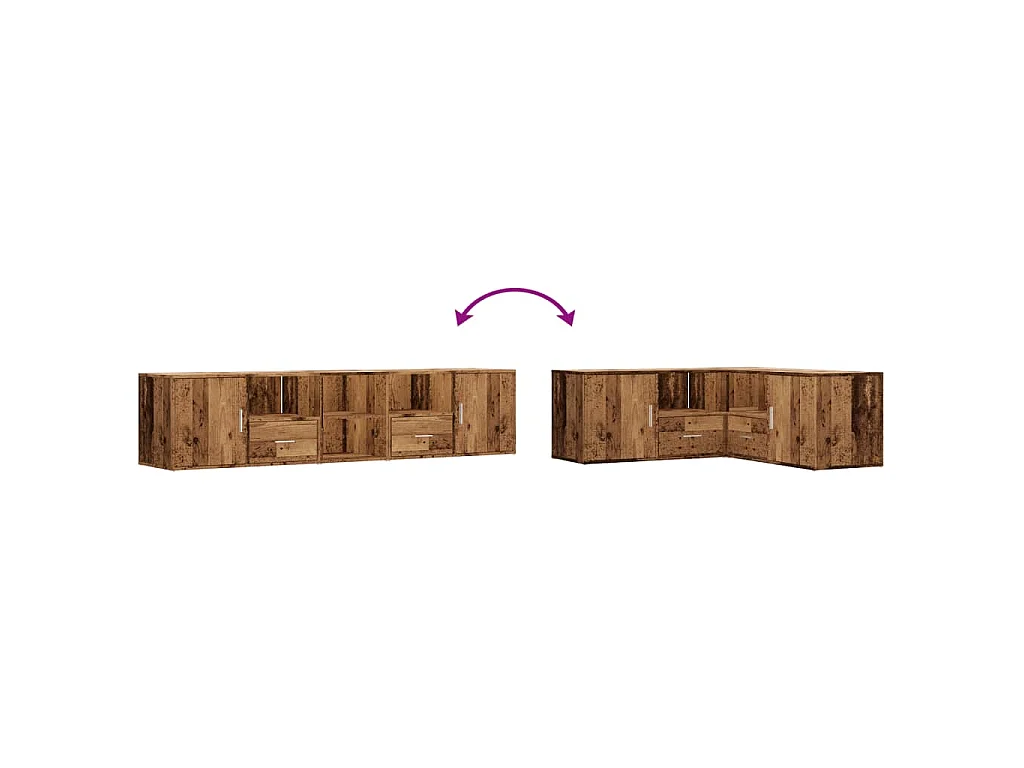 Mobile Angolare Legno Antico 200x40x45 cm in Truciolato