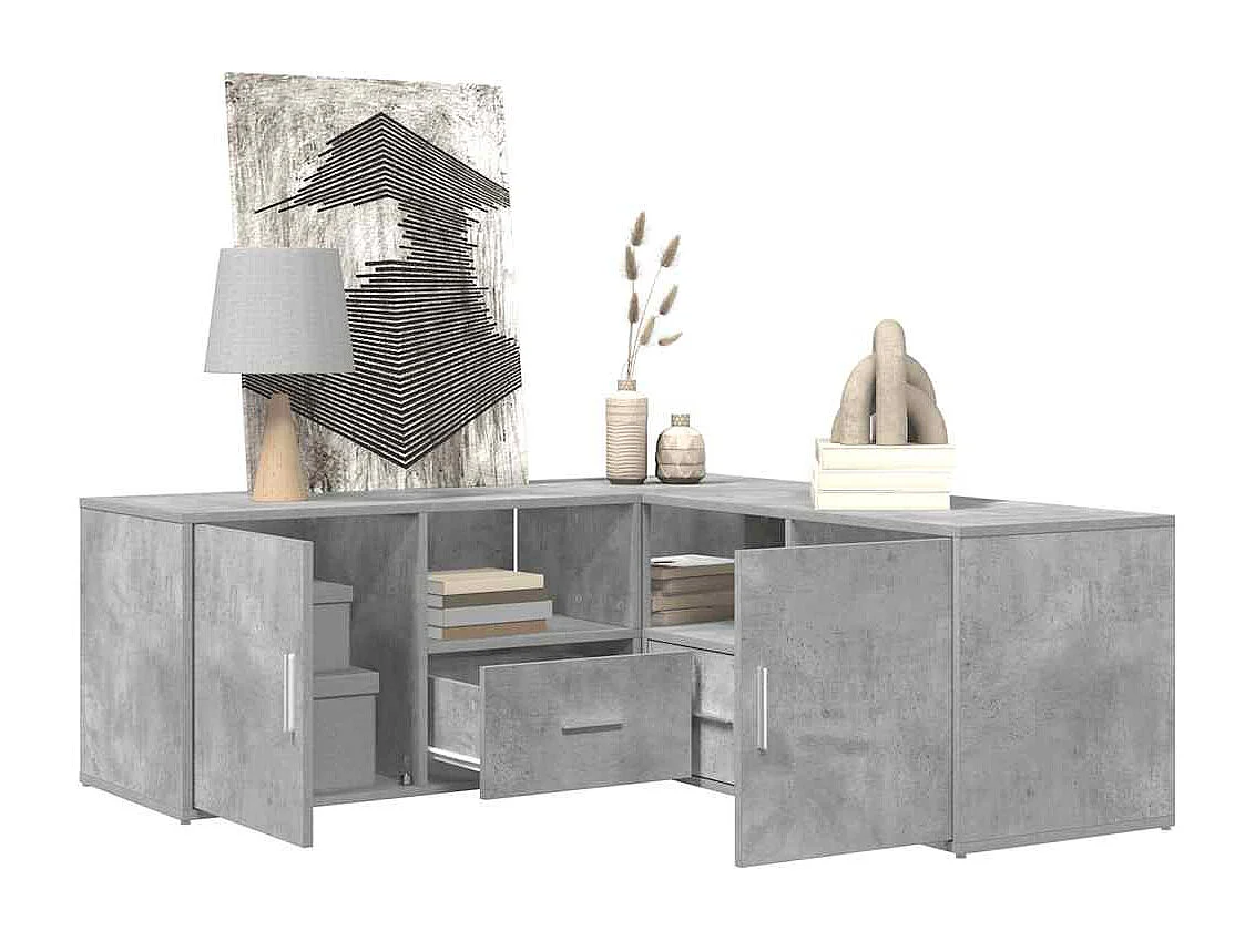 Armoire d'angle gris béton 200x40x45 cm bois d’ingénierie