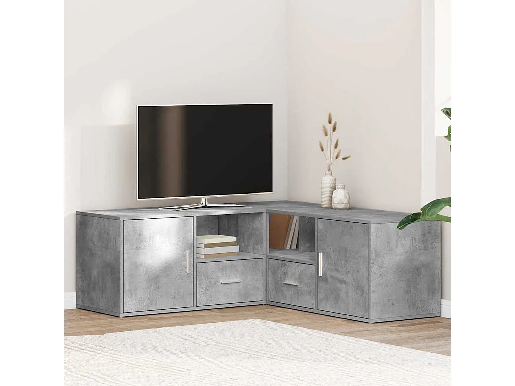 Eckregal Betongrau 200x40x45 cm Holzwerkstoff