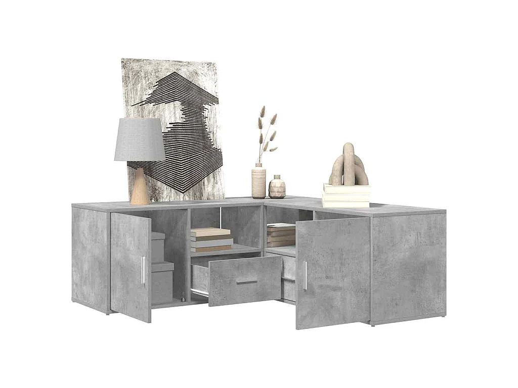 Armoire d'angle gris béton 200x40x45 cm bois d’ingénierie