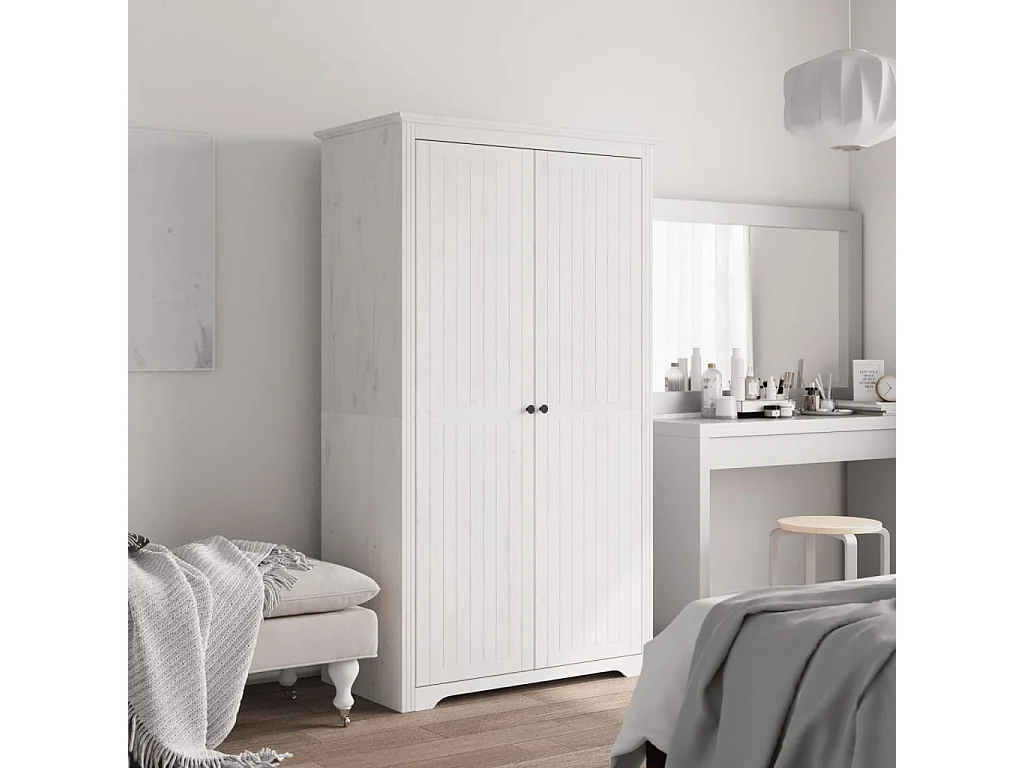 Garde-robe BODO blanc 99x53,5x173 cm bois massif de pin