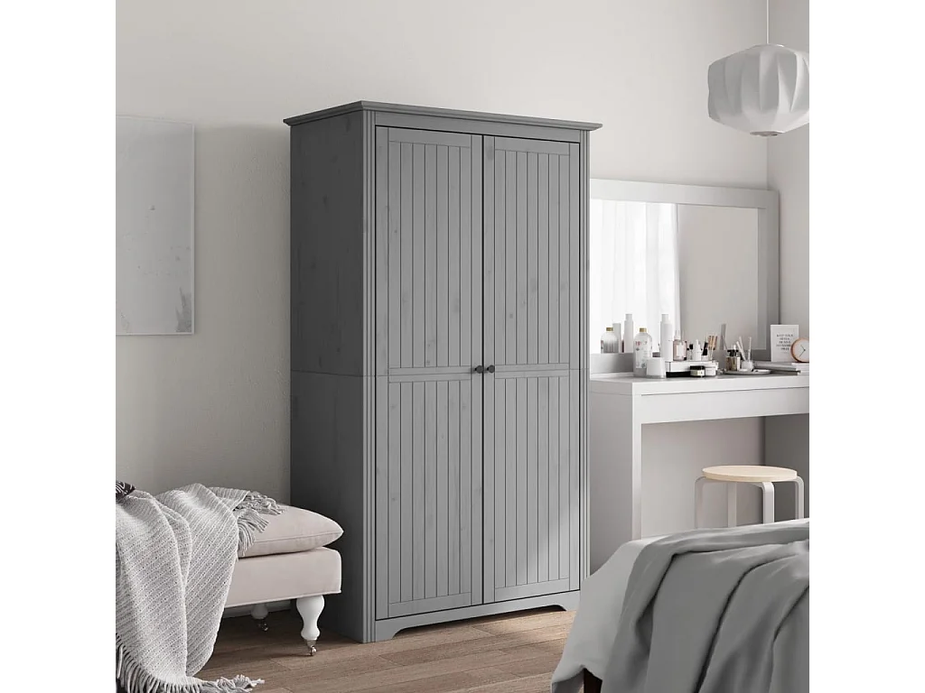 Kledingkast BODO 99x53,5x173 cm massief grenenhout grijs