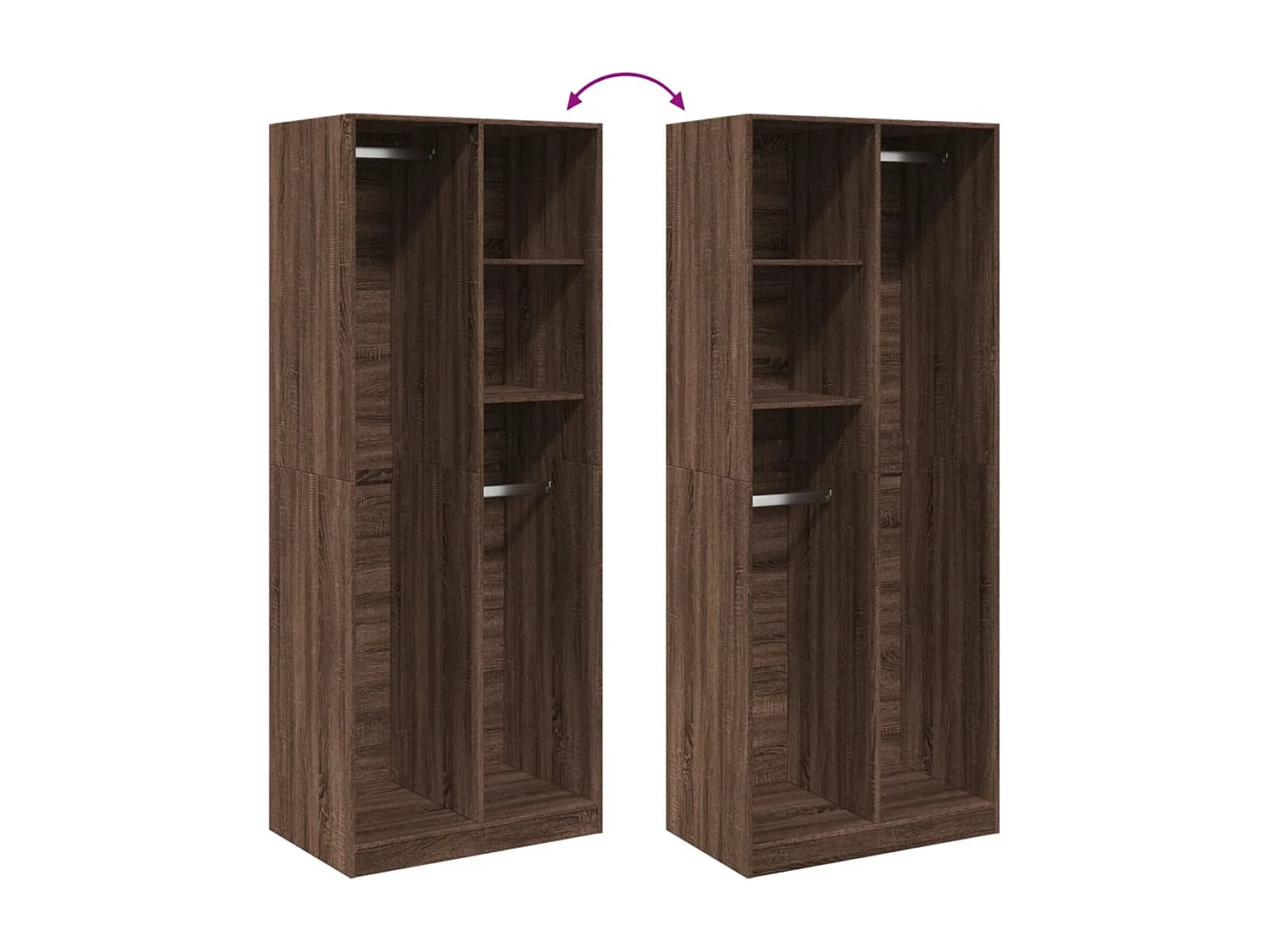 Kleiderschrank Braun Eichen-Optik 80x50x200 cm Holzwerkstoff