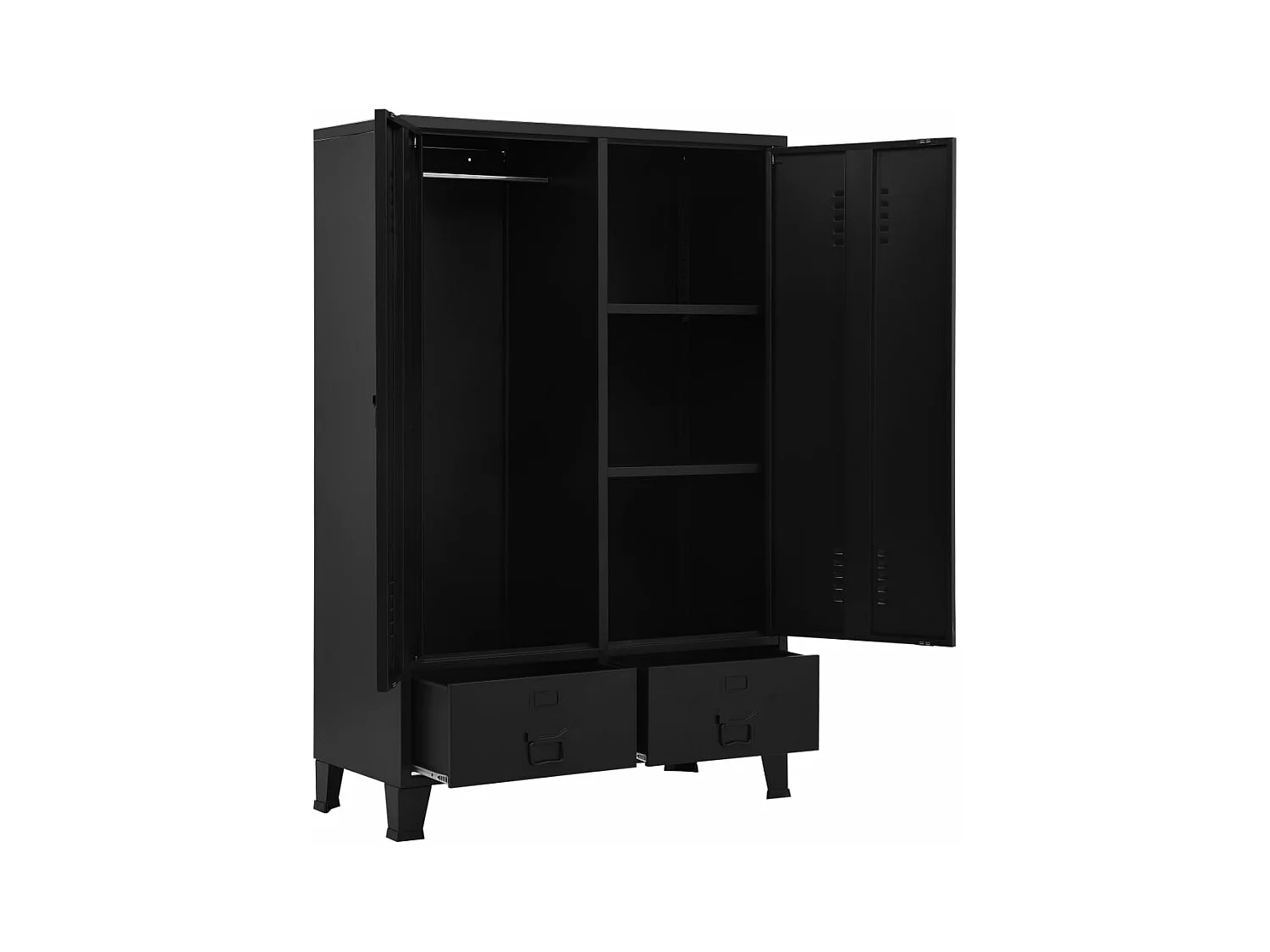 Armario industrial de acero negro 90x40x140 cm