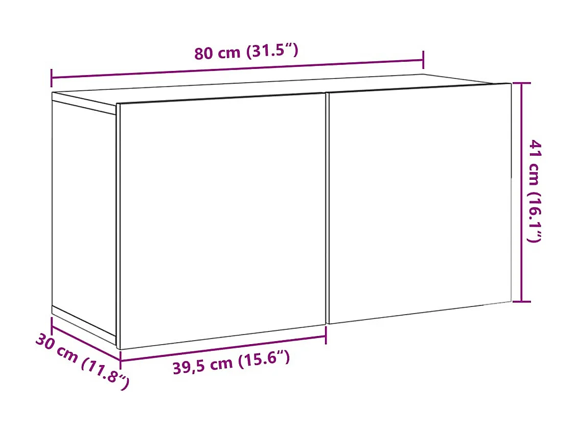 Tv-meubel wandgemonteerd 80x30x41 cm artisanaal eikenkleurig