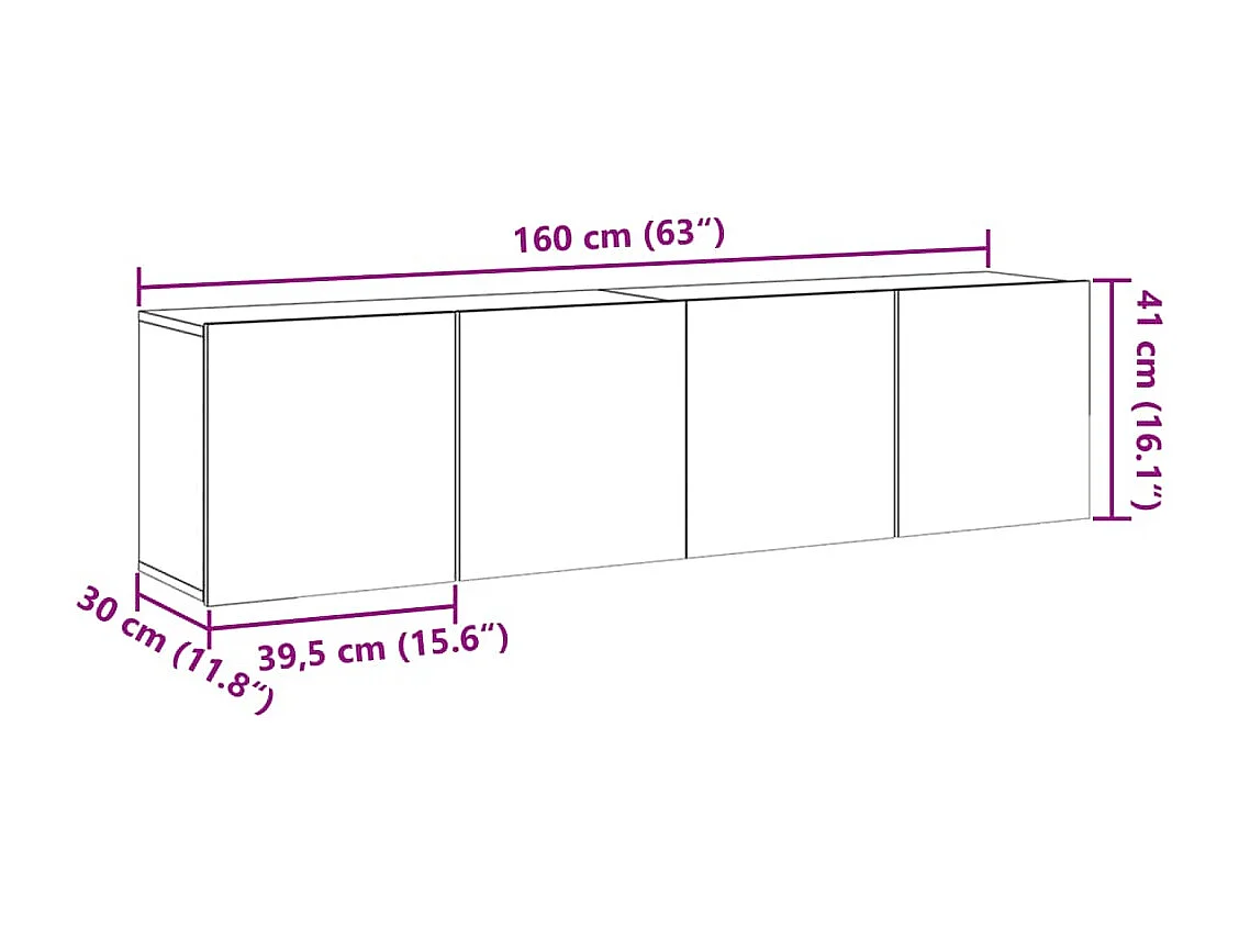 Mobili TV a Parete 2pz Legno Antico 80x30x41 cm