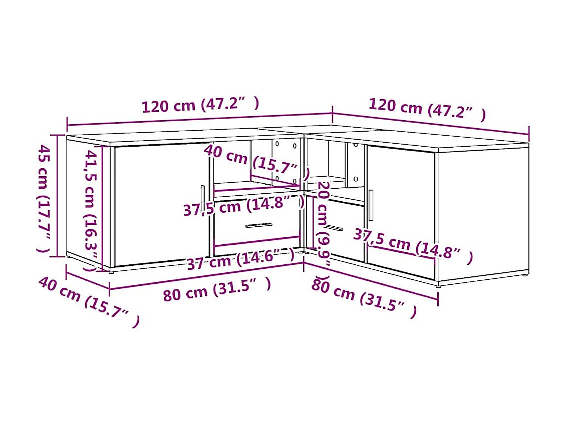 Hoekkast 200x40x45 cm bewerkt hout sonoma eikenkleurig
