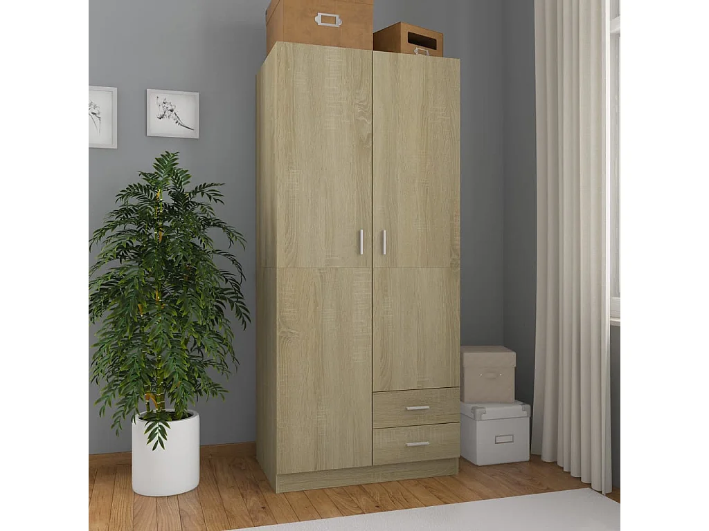 Armadio Rovere Sonoma 80x52x180 cm in Legno Multistrato