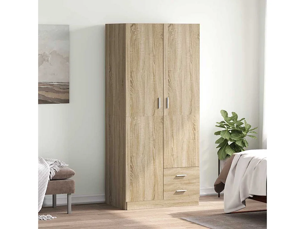 Kledingkast 80x52x180 cm bewerkt hout sonoma eikenkleurig
