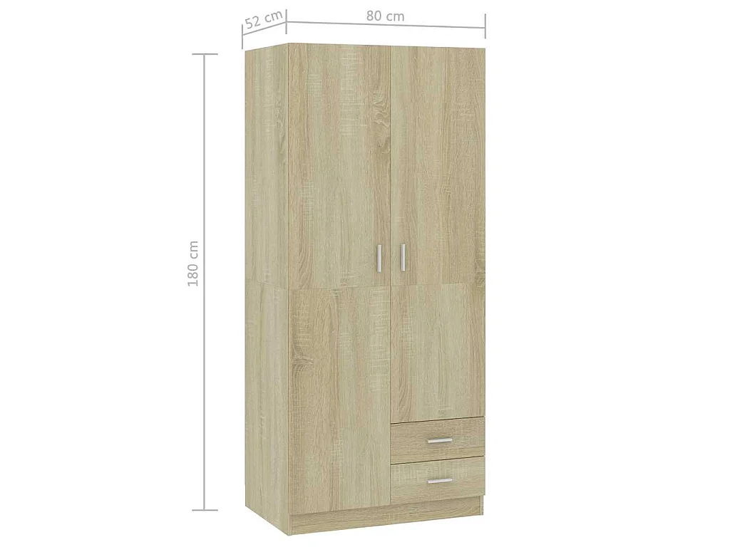 Kledingkast 80x52x180 cm bewerkt hout sonoma eikenkleurig