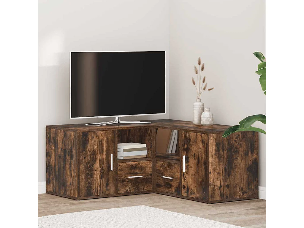 Armoire d'angle chêne fumé 160x40x45 cm bois d'ingénierie