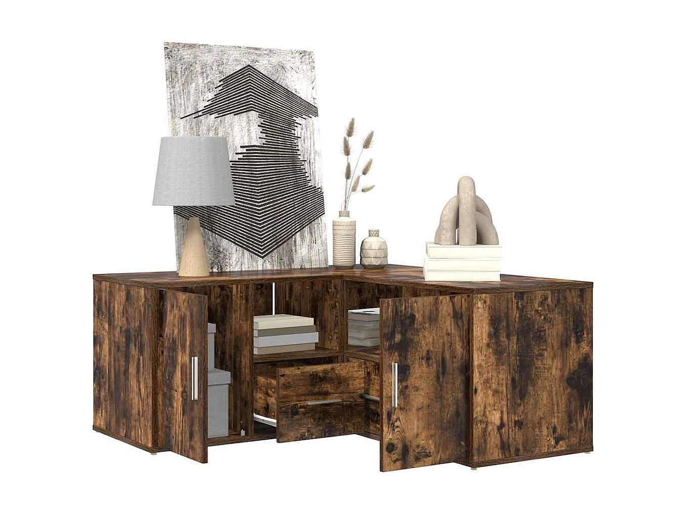 Armoire d'angle chêne fumé 160x40x45 cm bois d'ingénierie