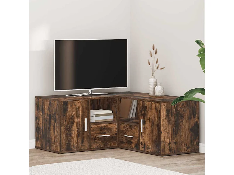 Armoire d'angle chêne fumé 160x40x45 cm bois d'ingénierie