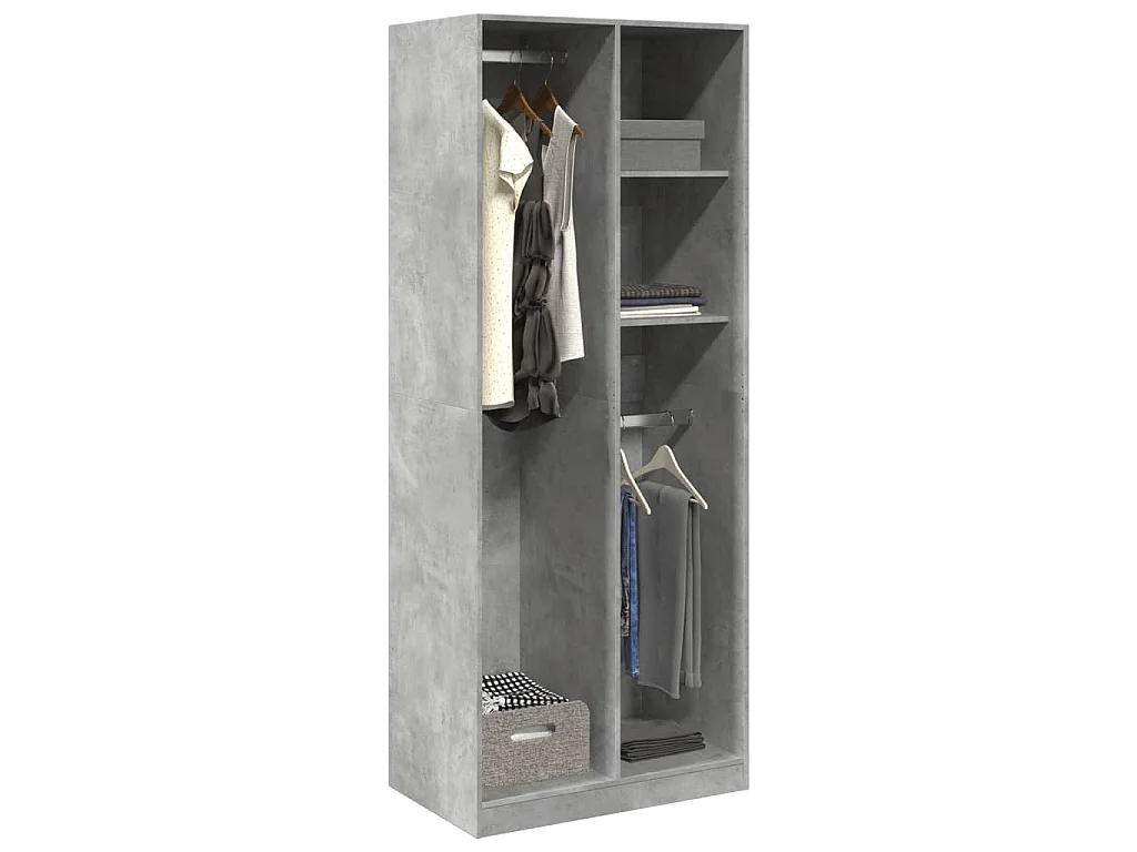 Armadio Grigio Cemento 80x50x200 cm in Legno Multistrato