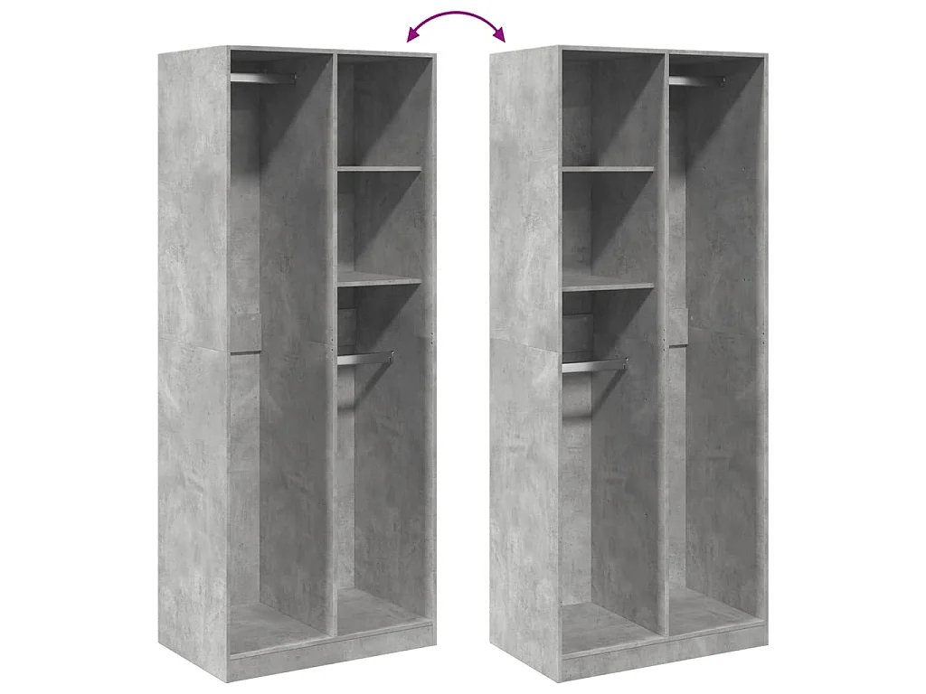 Armadio Grigio Cemento 80x50x200 cm in Legno Multistrato
