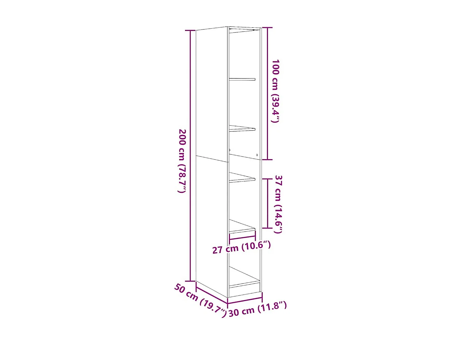 Garde-robe Blanc 30x50x200 cm Bois d'ingénierie